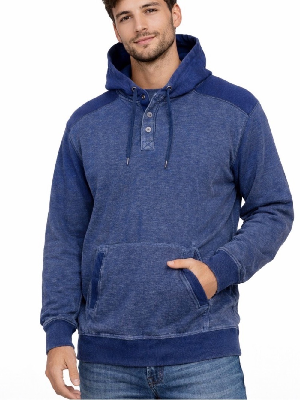 Rock & Republic hoodie sweatshirt Navy Blue kangaroo pocket SZ M